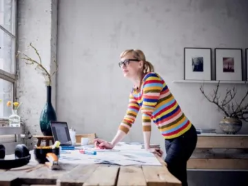 woman working on a computer