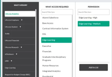 UAccess EDGE Analytics provisioning 