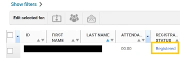 Registration Status column 